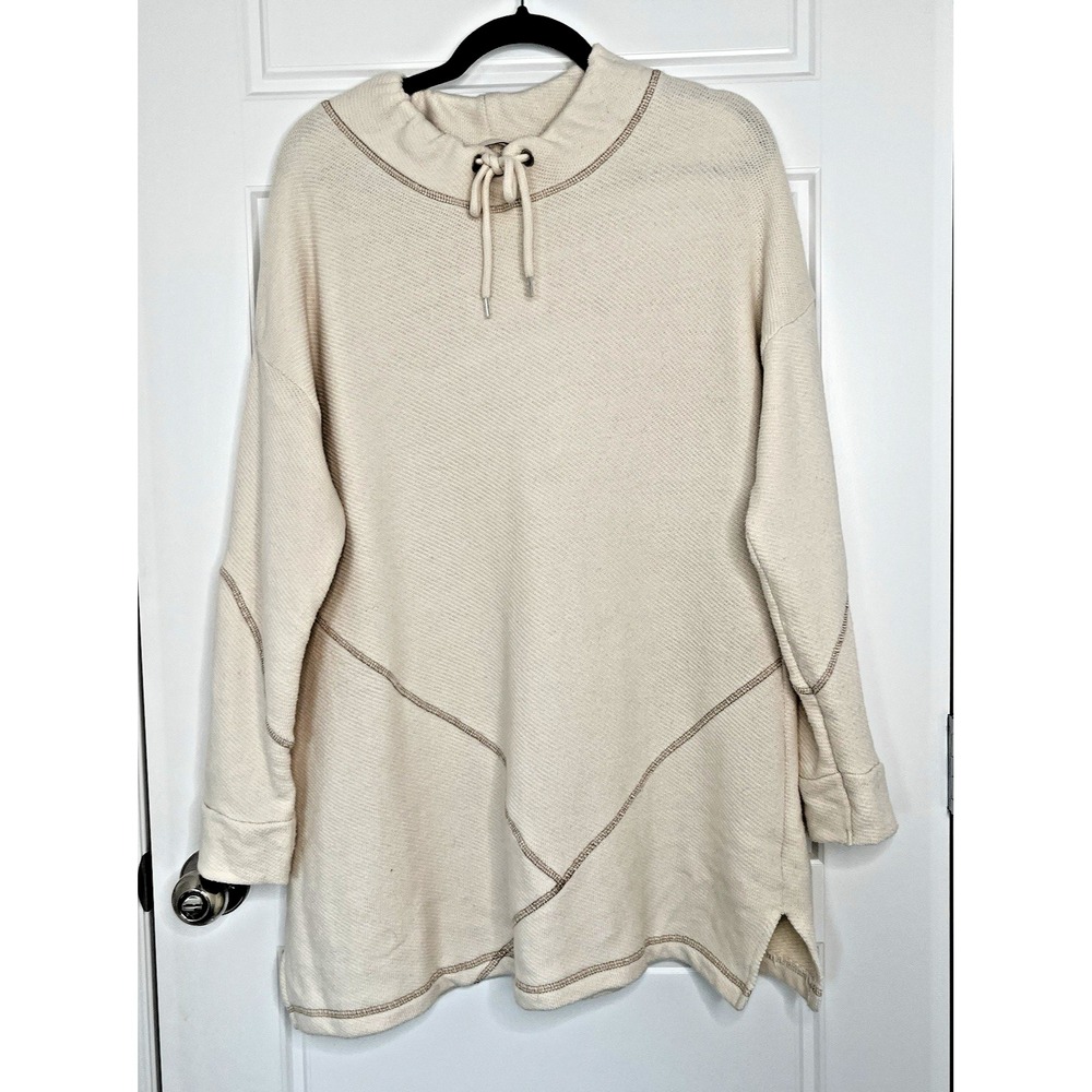 Soft Surroundings Danika Sweater Women's XL Cream Mock Neck Tunic Pullover Knit